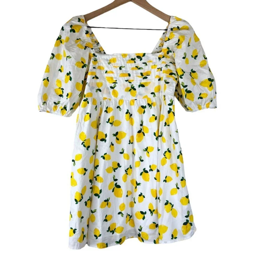 Francesca's Mi Ami White Elena Lemon Printed Mini Dress - Picture 2 of 6